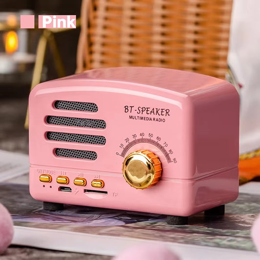 Portable BT Stereo Speaker Enhanced Bass Retro Wireless Vintage Speaker with TF Slot for Travel Home